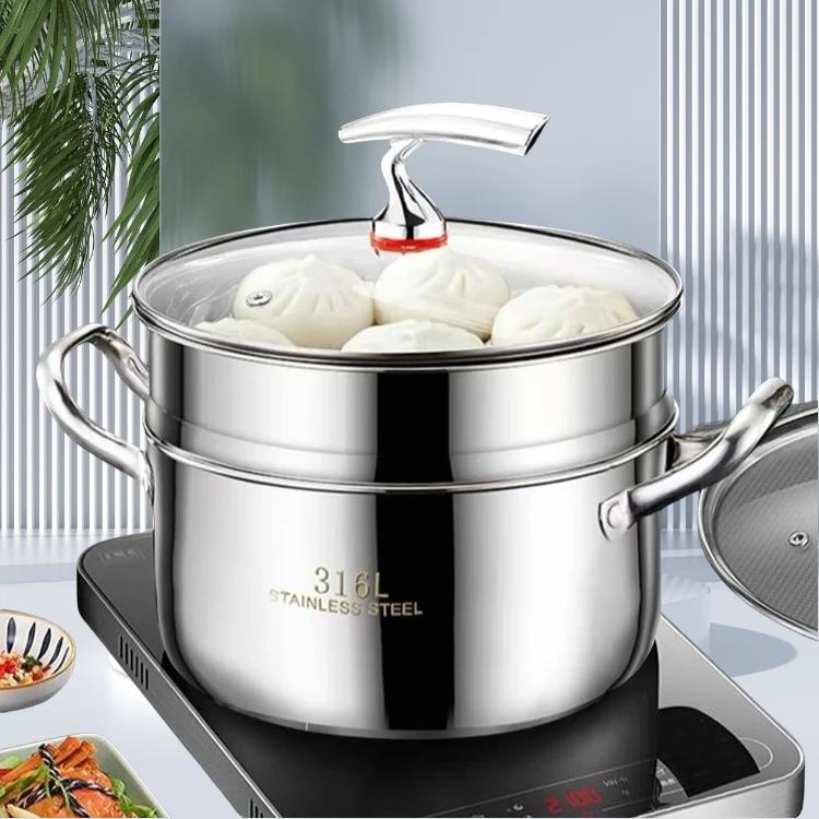 【24CM双层飞鸟】不锈钢蒸汤锅电磁炉燃气灶上蒸下煮加大容量锅-13