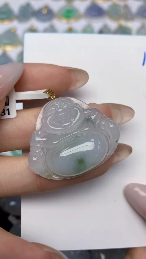 【闪购商品】翡翠颈饰18K金镶嵌天然翡翠A货，