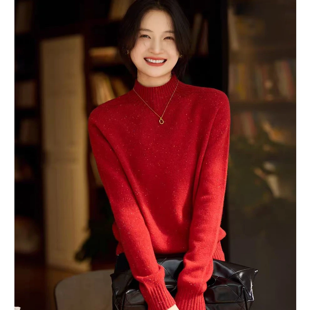 高工纯羊毛秋冬打底衫女秋冬半高领新款针织毛衣(C4-18)7723（YY)