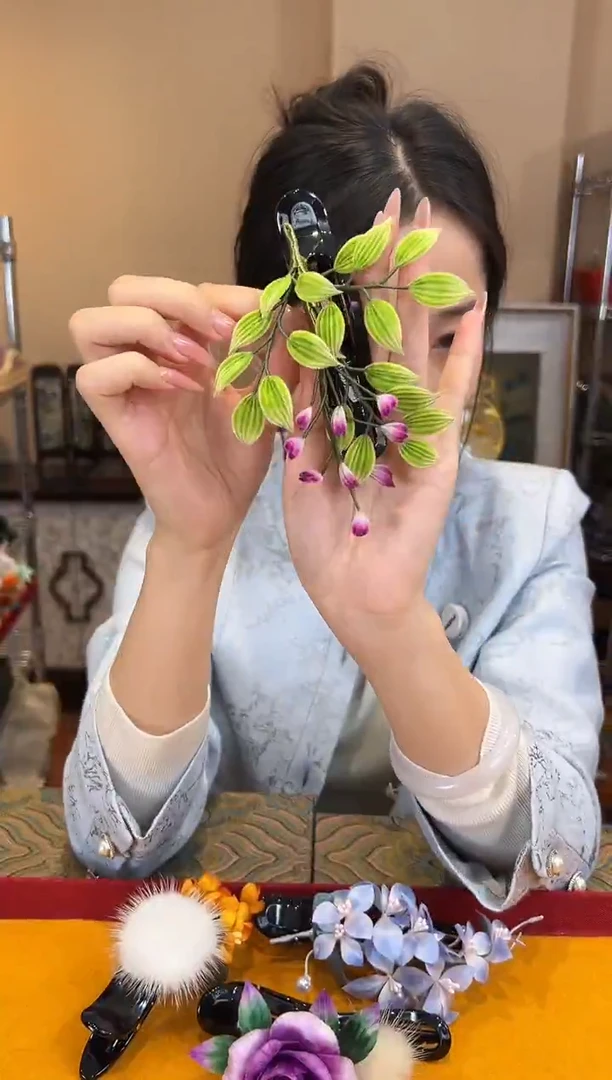 刺绣非遗绒花（发饰）