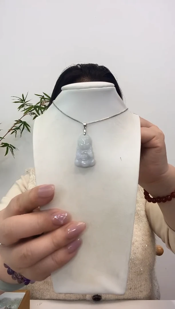 【闪购商品】翡翠颈饰银S925镶嵌宝宝佛赠合金链