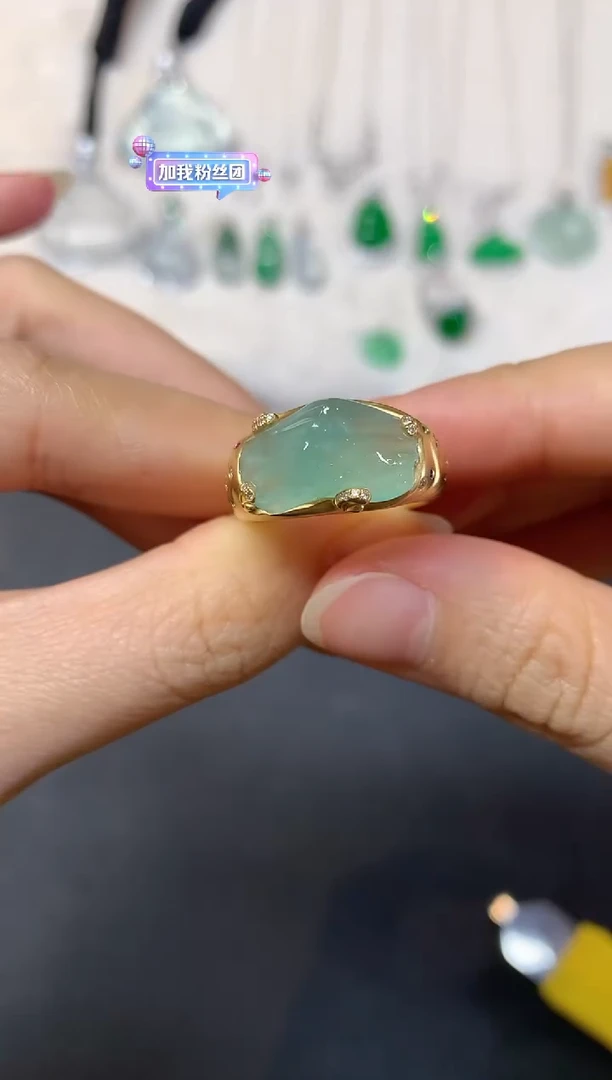 18K金镶嵌戒指翡翠W302|15000