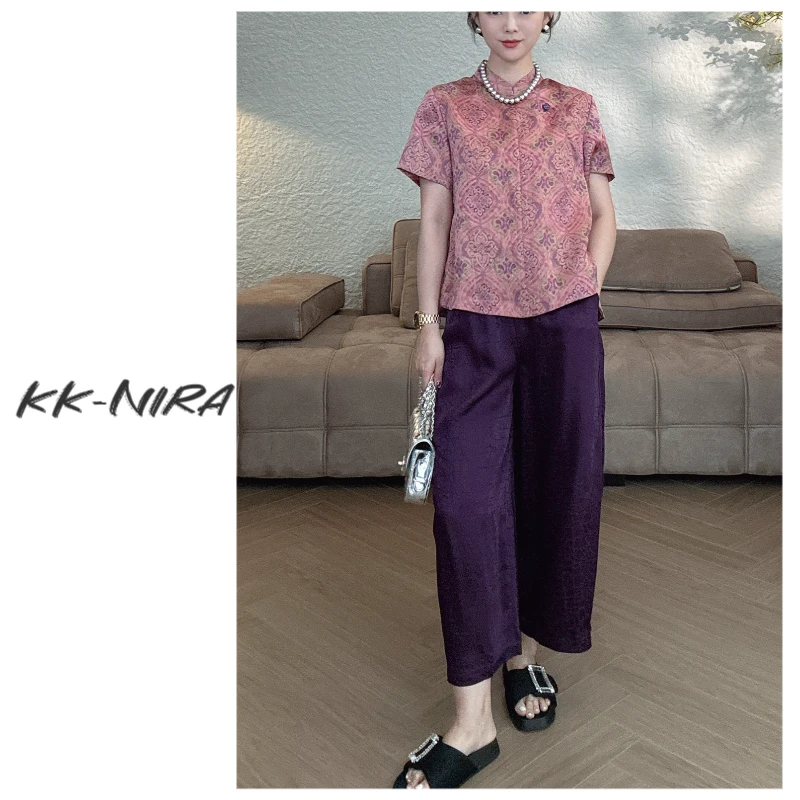 KK-NIRA 人丝龟纹极简高端休闲裤