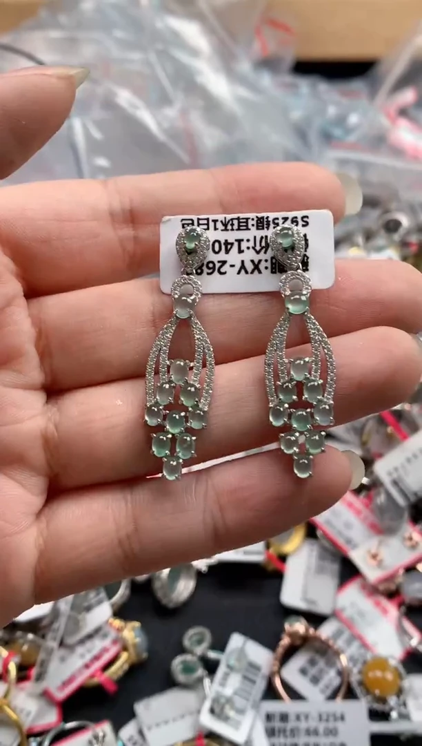 翡翠戒指银S925镶嵌天然A货缅甸翡翠