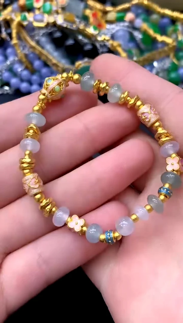 足金镶嵌手链翡翠478-中国好珍宝