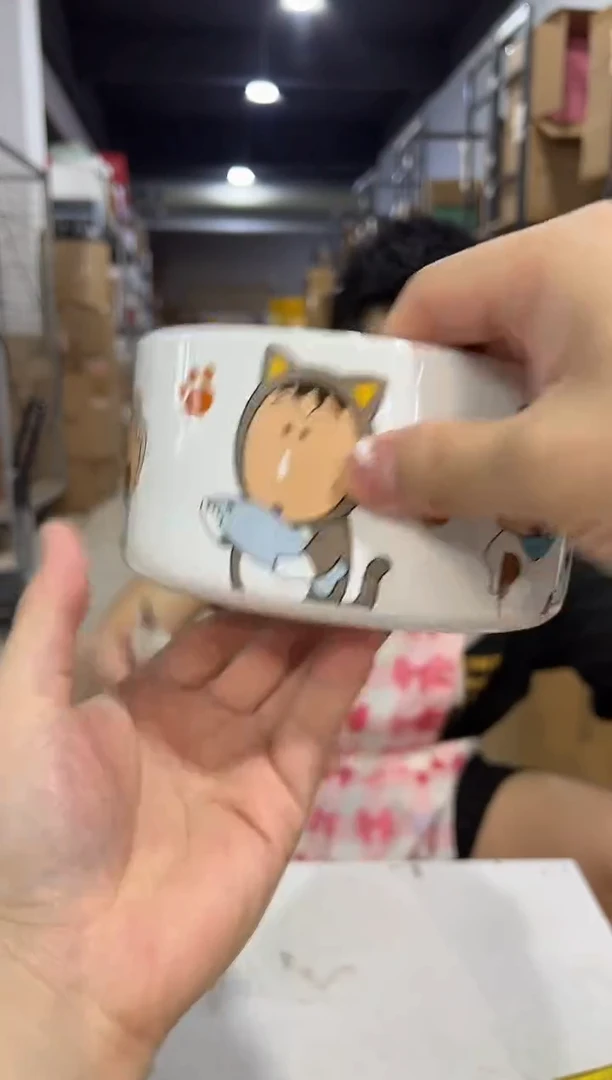 瓷片蜡笔小新猫咪泡面碗微瑕