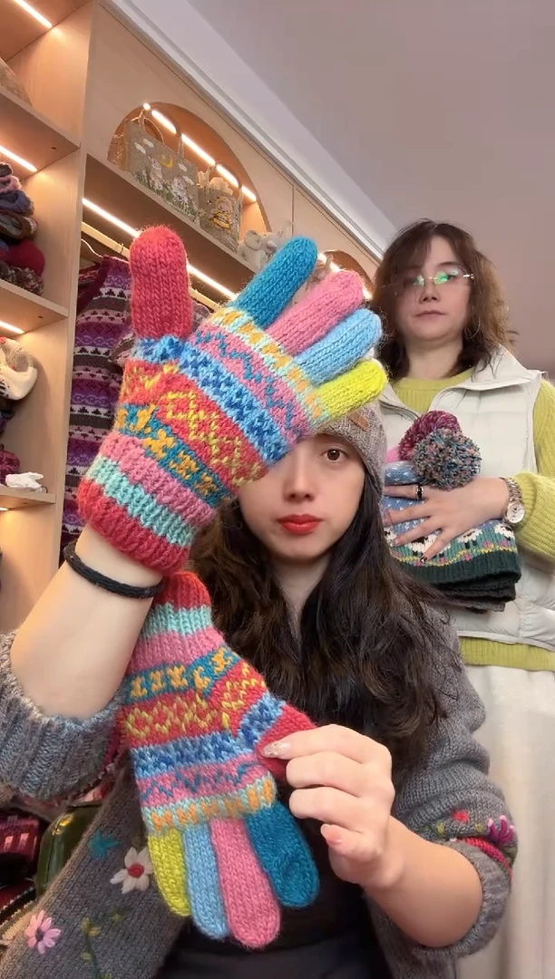 绵羊毛小*鹿五指手套416