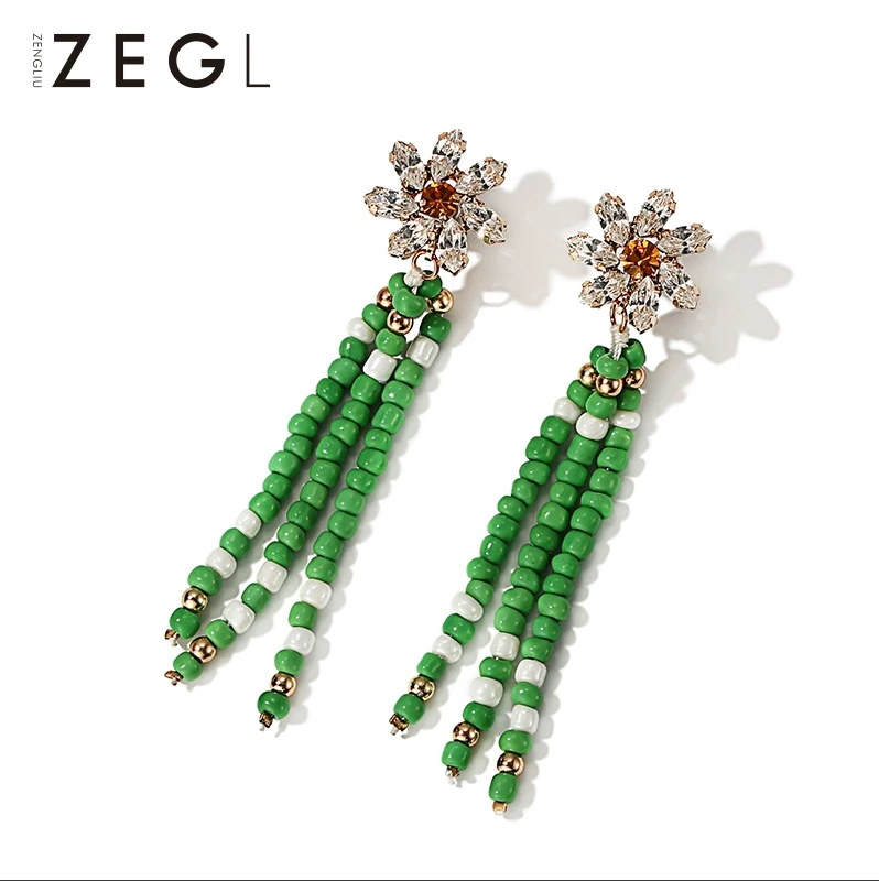 ZEGL 合金耳饰 【夏日折扣】花朵流苏耳环气质简约小众饰品女款
