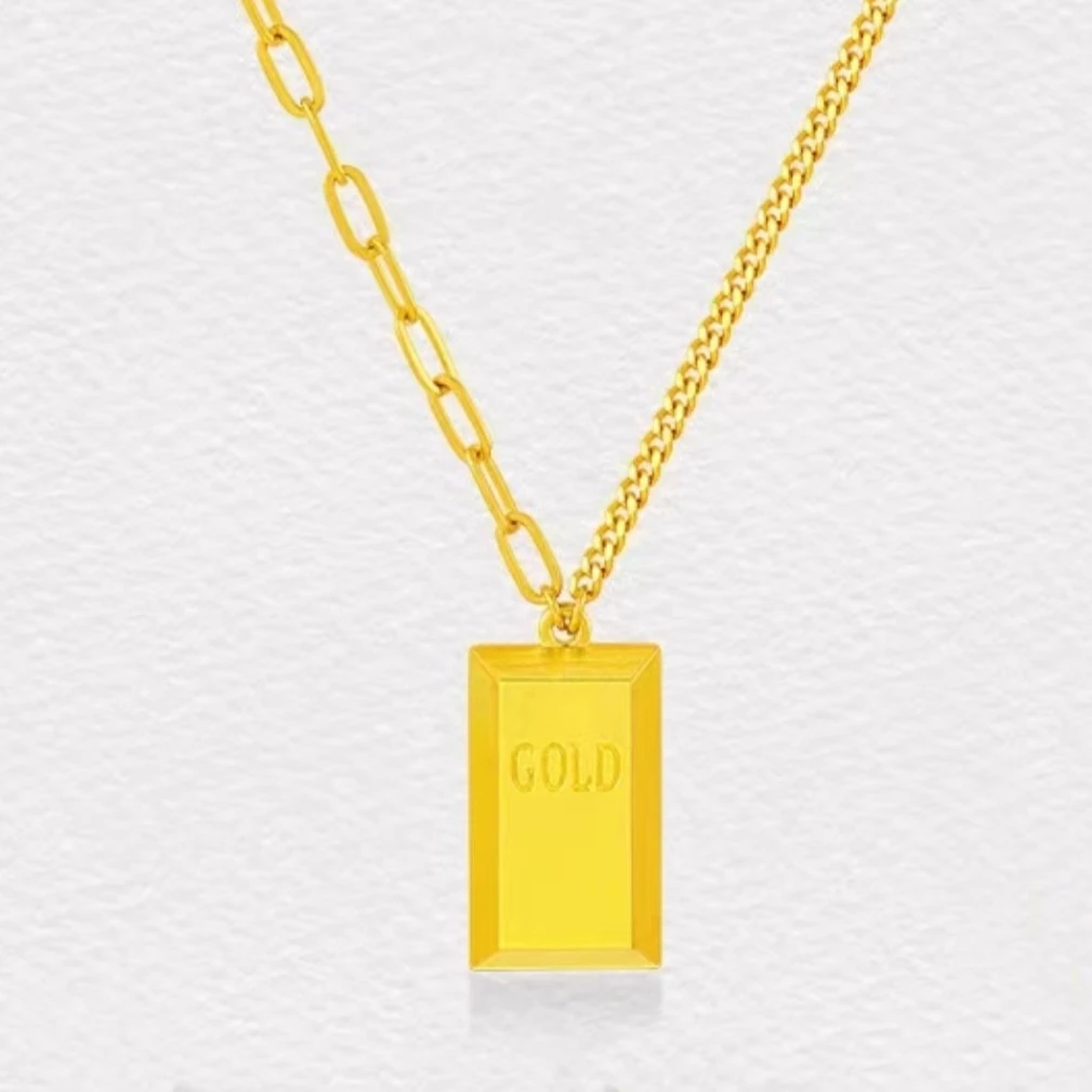 周大生暴富小金砖足金套链时尚轻奢简约百搭光面女款