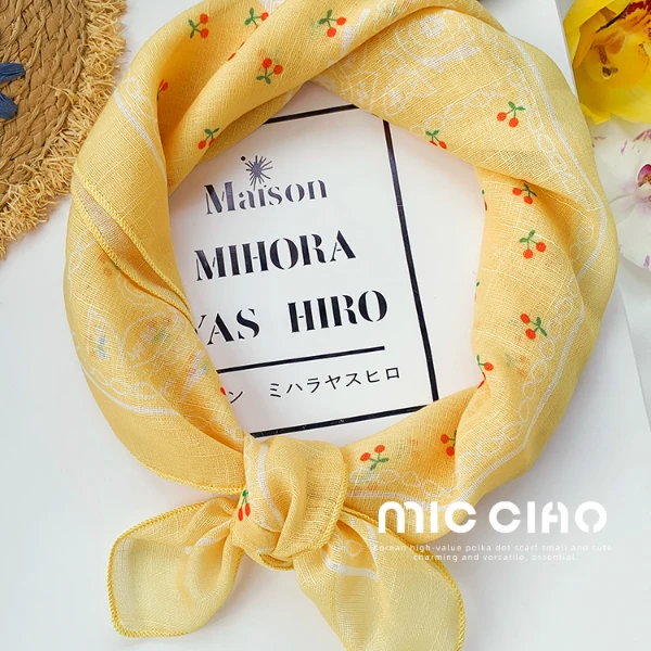 弥潮新款法式复古碎花小方巾女夏季海边拍照丝巾装饰甜美领巾发带