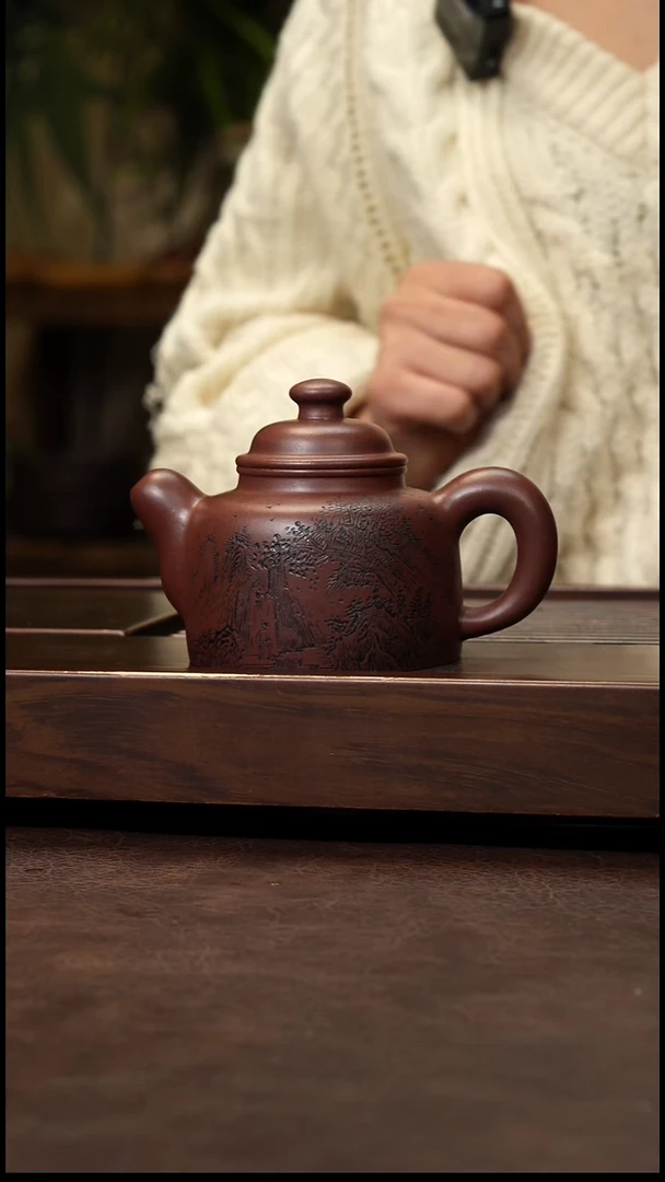茶壶紫砂紫泥道洪德钟240cc左右