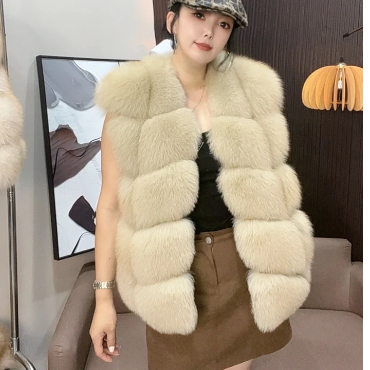 新款秋冬狐狸毛皮草马甲百搭女款 面包W