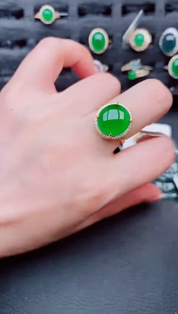 翡翠戒指银S925镶嵌天然a货翡翠260