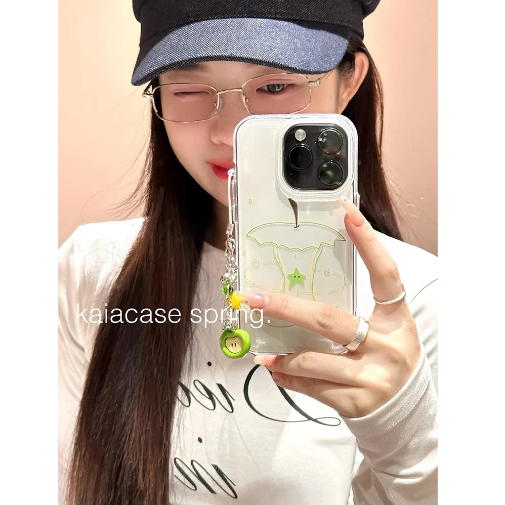 线条青苹果适用苹果手机壳华为vivo小米荣耀oppo红米可爱女全包软