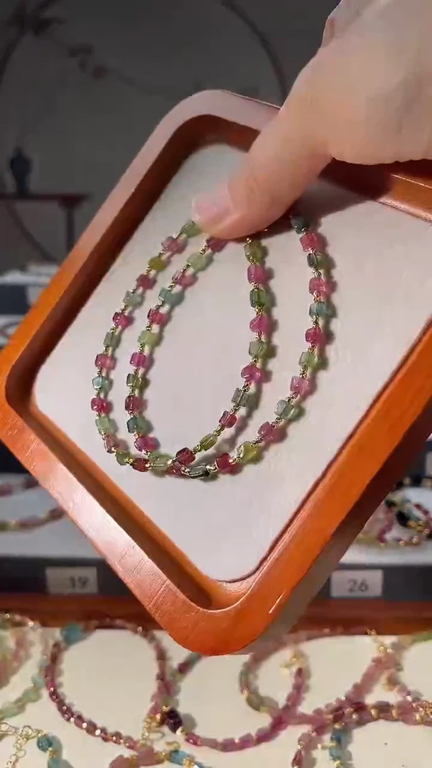 银S925镶嵌手链碧玺6364