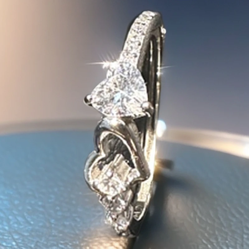 925银锆石戒指 S925纯银镶嵌锆石活口戒指