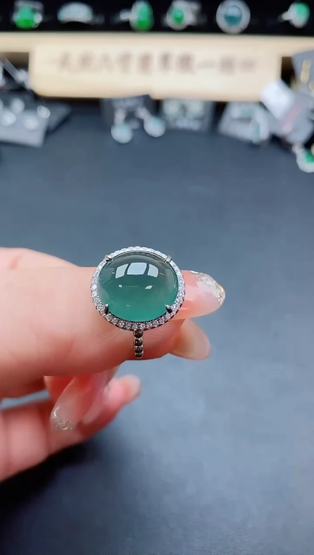 银S925镶嵌戒指翡翠1
