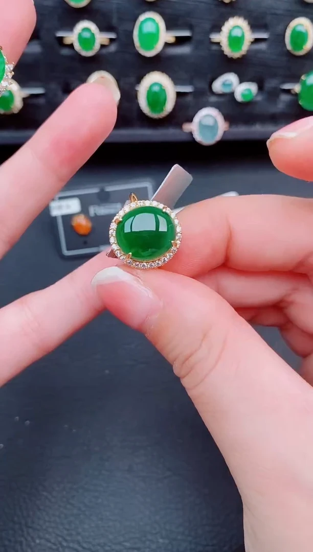 翡翠戒指银S925镶嵌天然a货翡翠169