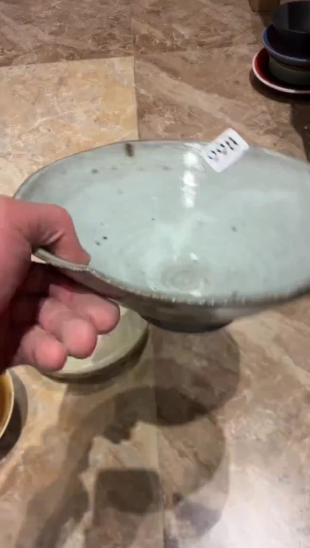 瓷片卿*久998微瑕粗陶灰锅盘1个