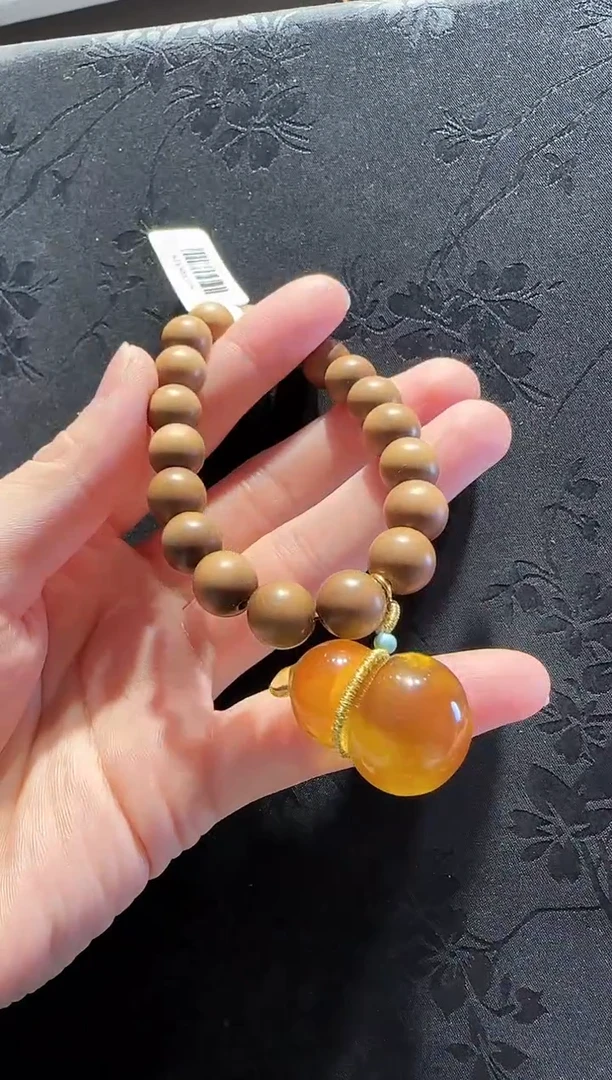 手串蜜蜡18K金镶嵌葫芦款