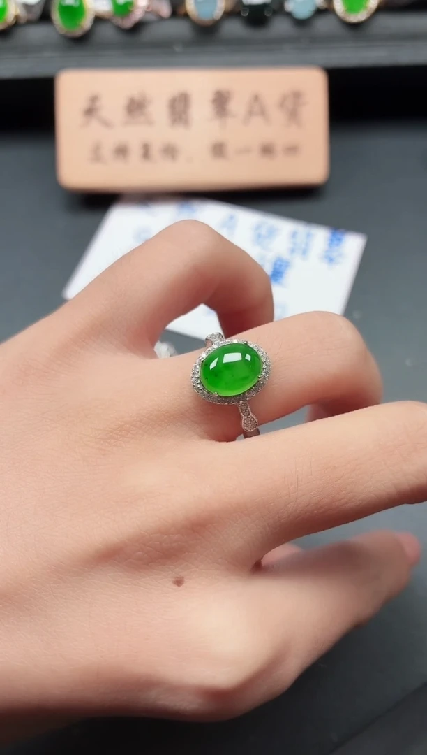 银S925镶嵌戒指翡翠111
