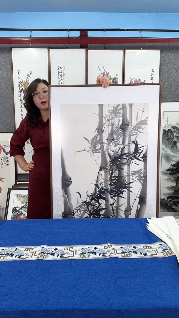国画实木装裱 竹子 80*160