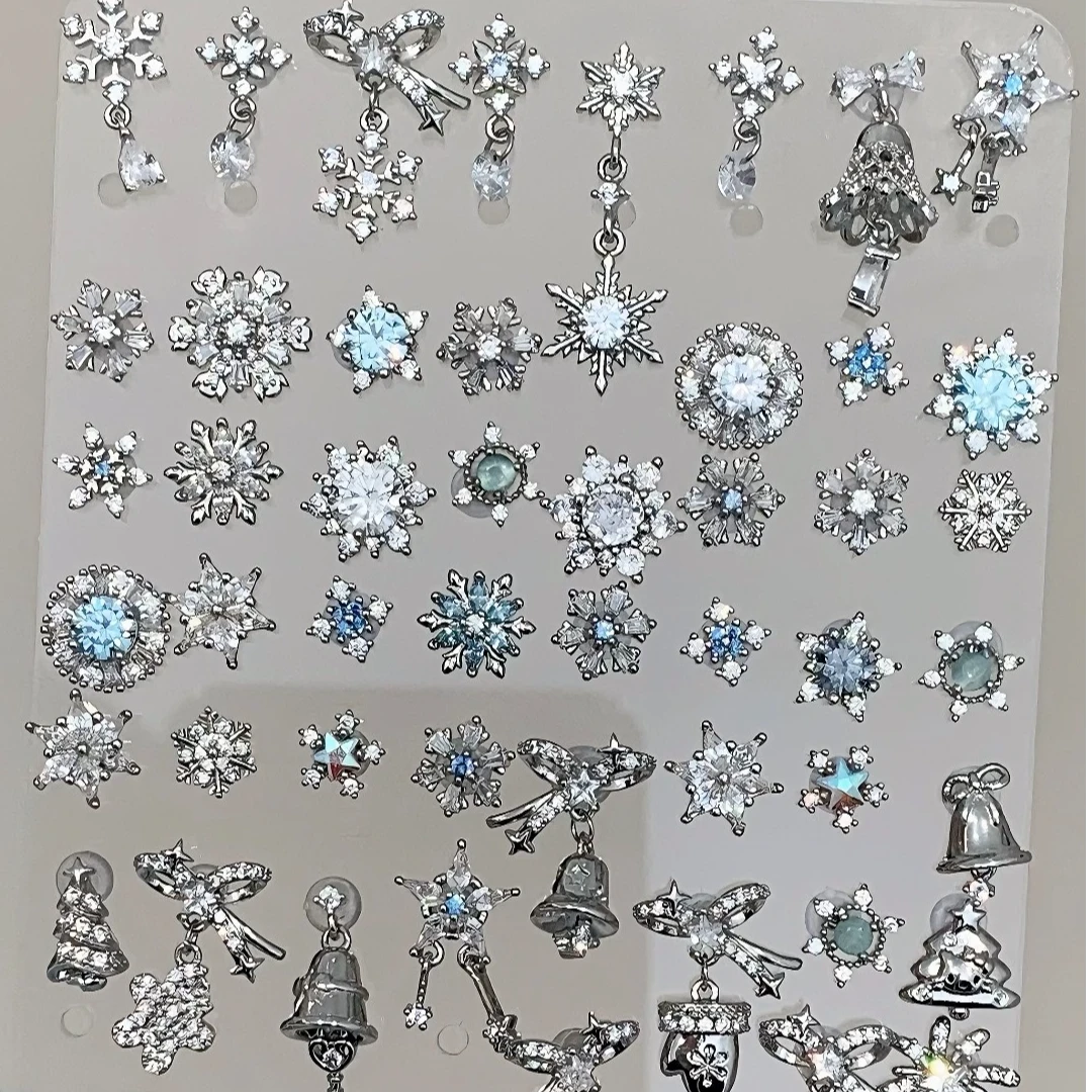 钛钢耳饰 冬日恋曲RINGRING商店冬日雪花系耳骨钉耳饰配饰圣诞