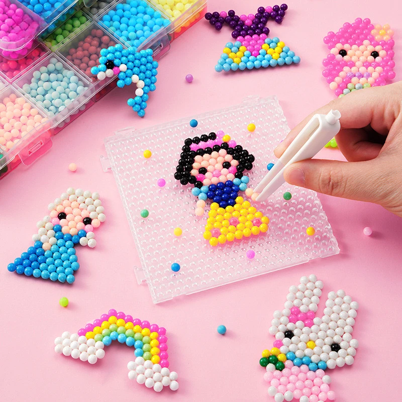 神奇水雾魔法珠魔豆水粘珠儿童手工diy拼插玩具夜光珠拼豆豆拼图
