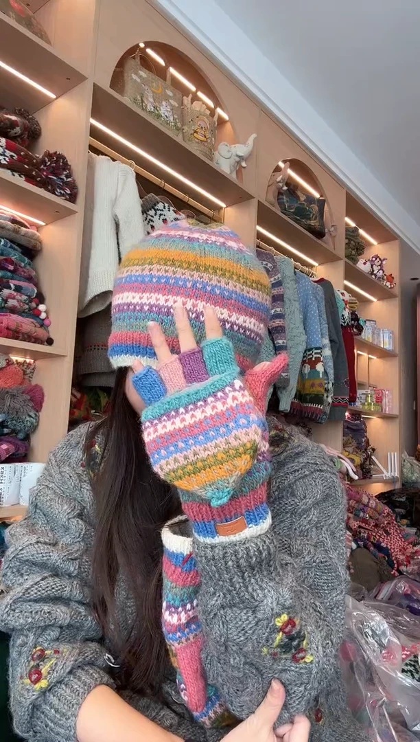 羊毛糖果色手套