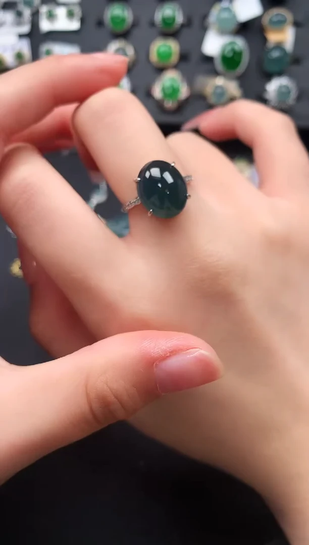 【闪购商品】翡翠戒指银S925镶嵌6134124