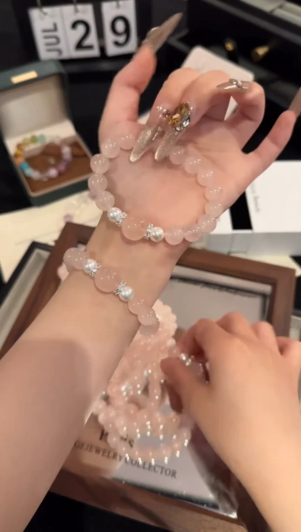 水晶手链合金粉水晶x2190