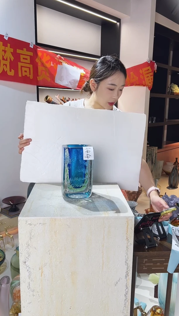 琉璃蓝色海洋花瓶清仓A44
