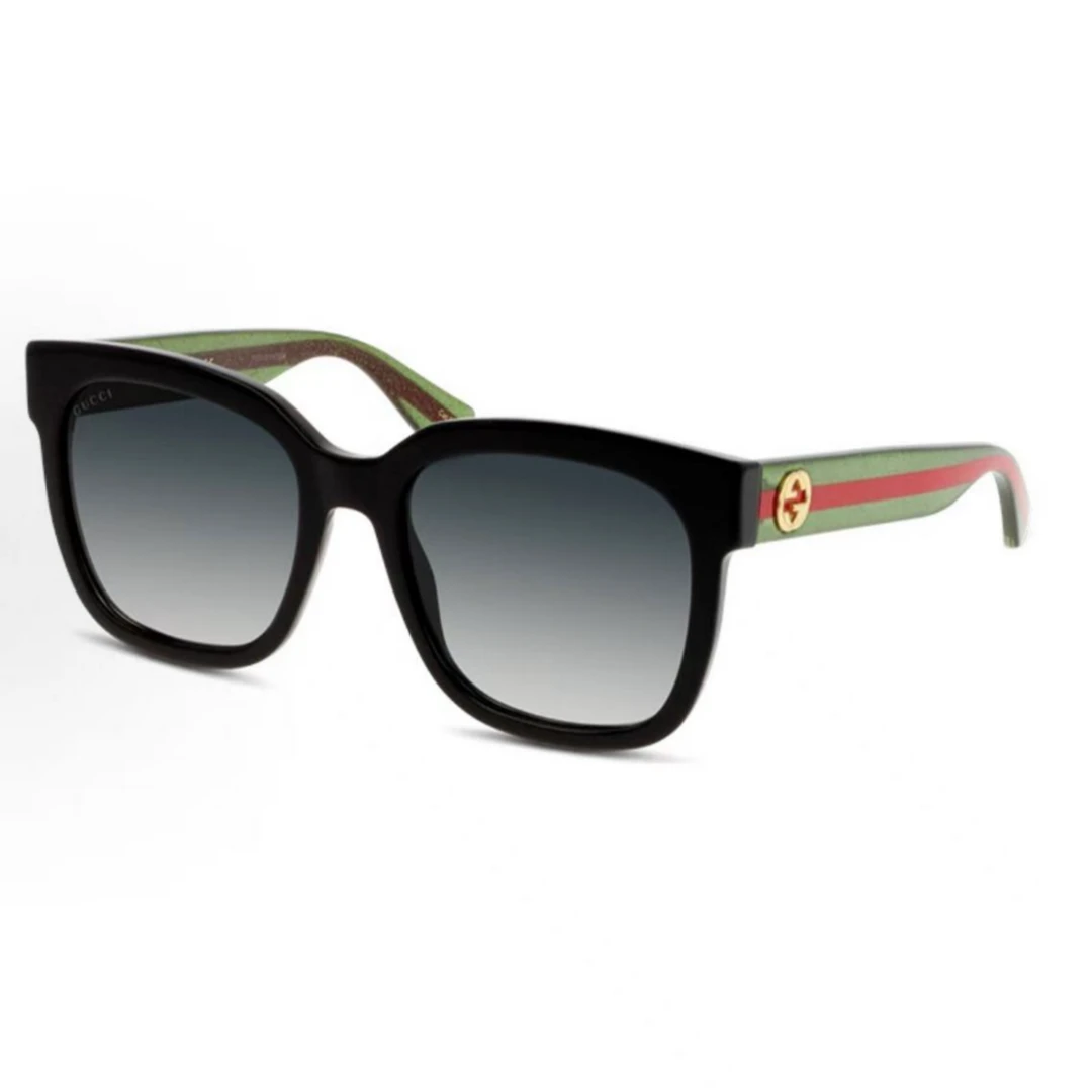 GUCCI古驰 大框红绿织带 圆形 太阳眼镜 男女同款情侣款GG0034S