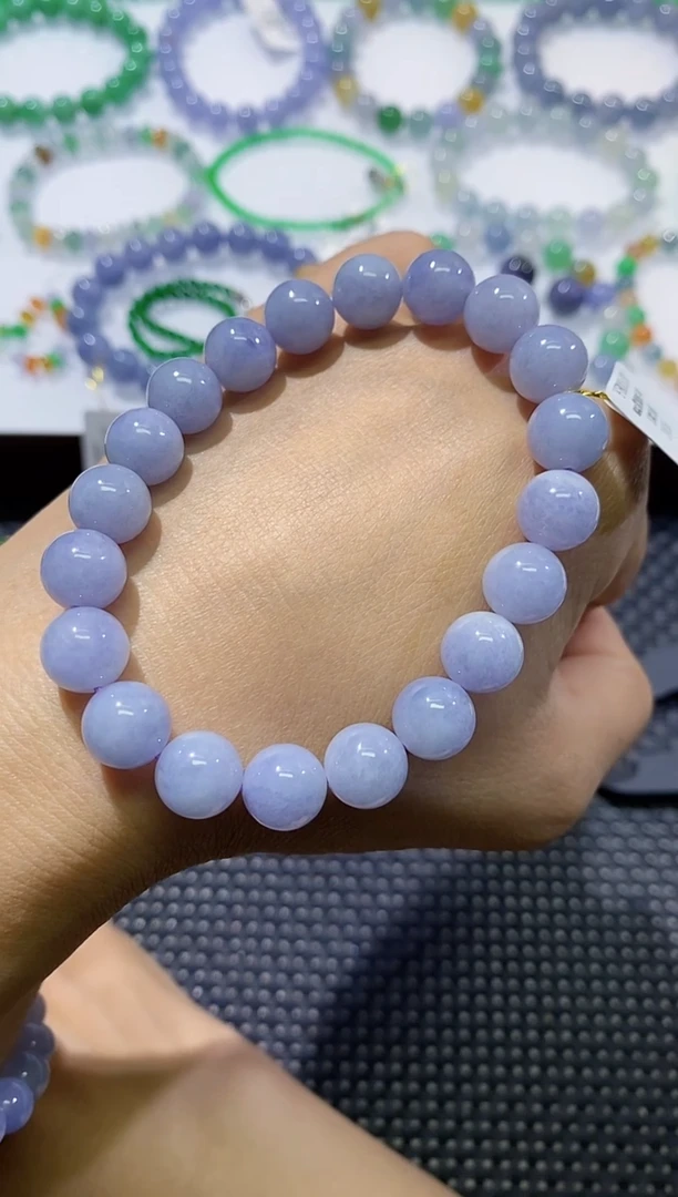散珠翡翠卡9蓝紫手串