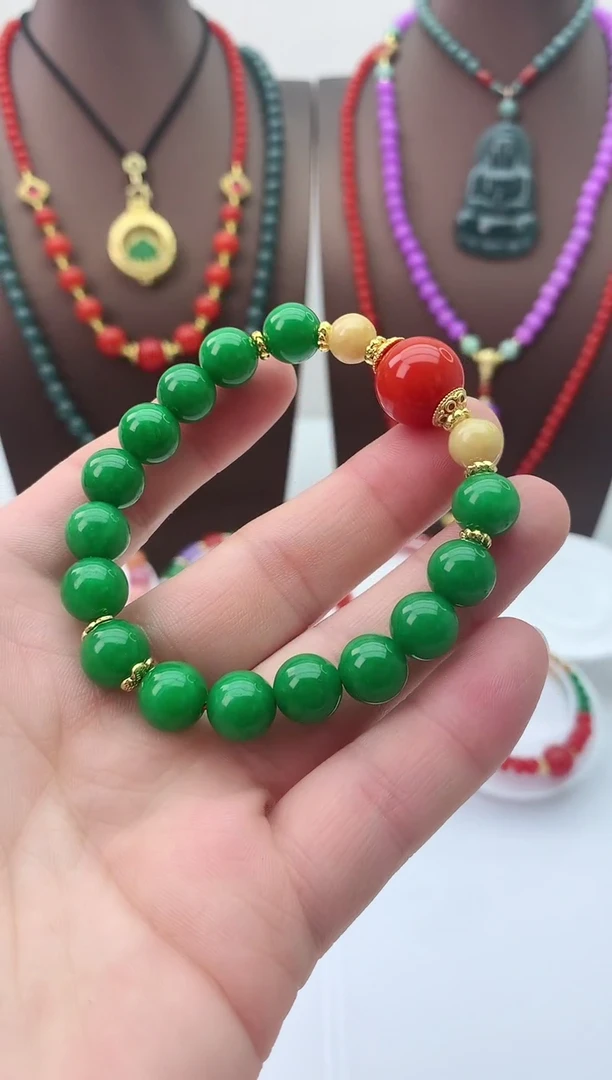 【闪购商品】翡翠手链14K金镶嵌S264手链