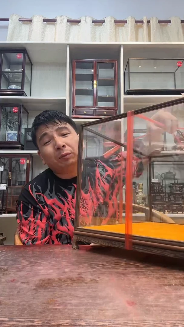 鸡翅木叶*50*30*30孤品玻璃罩669