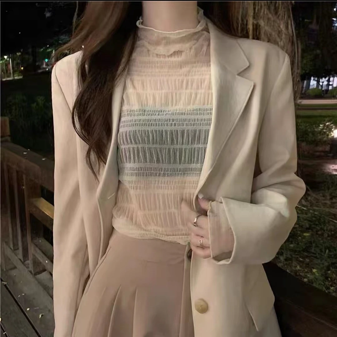 秋季新款百搭欧韩服饰潮流薄款休闲时尚半高领子内搭透气上衣