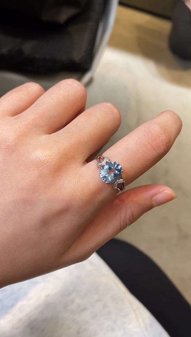 【闪购商品】海蓝宝石戒圈18K金镶嵌