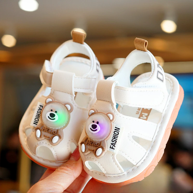 学步鞋夏季凉鞋宝宝鞋子婴儿鞋子软底超软防滑透气亮灯叫叫网鞋鞋