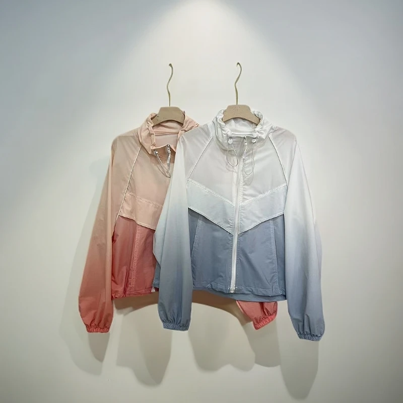 8806-5渐变拼色防晒衣女款简约透气休闲防晒衣