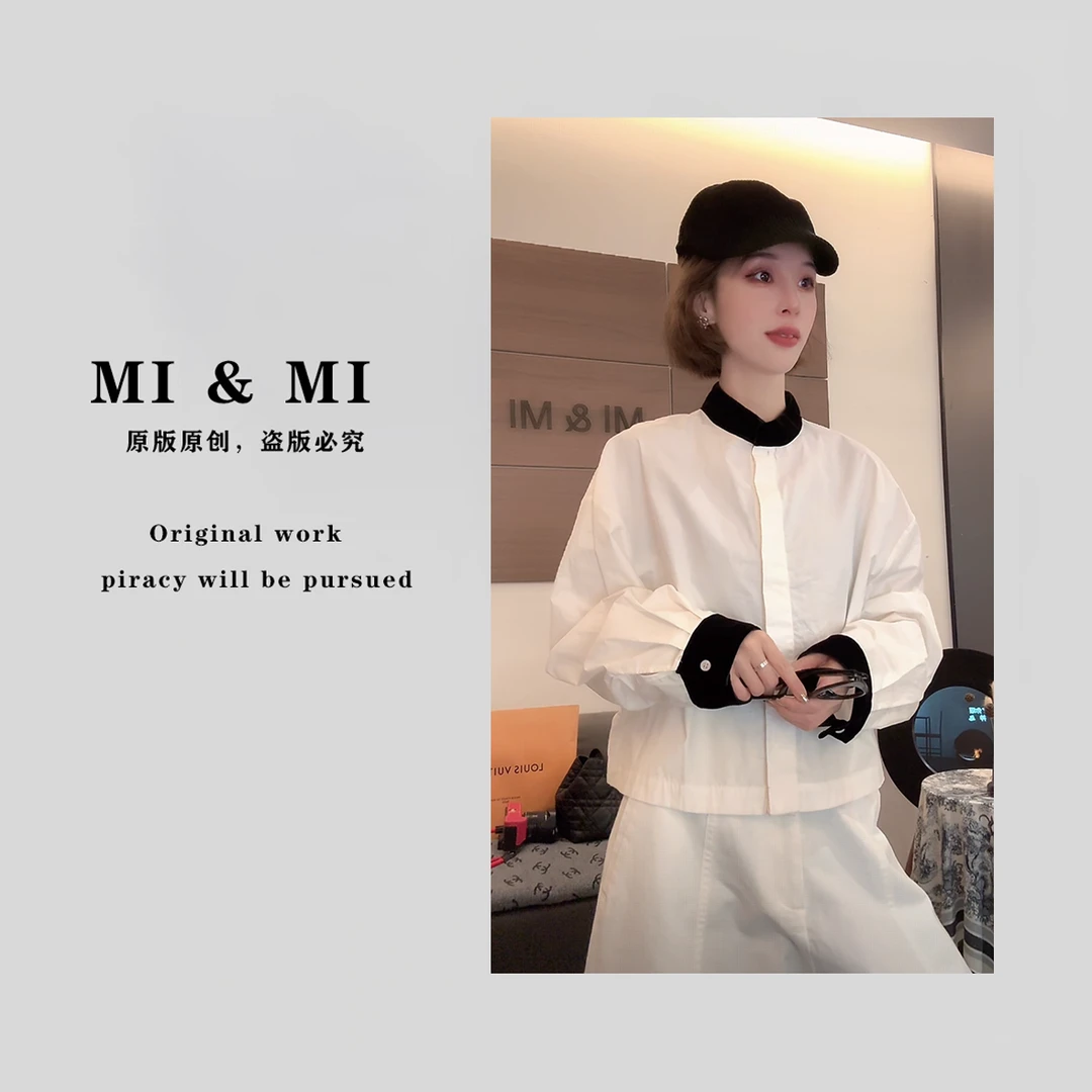 【米米私服】法式丝绒小众百搭休闲长袖衬衣 2502-248