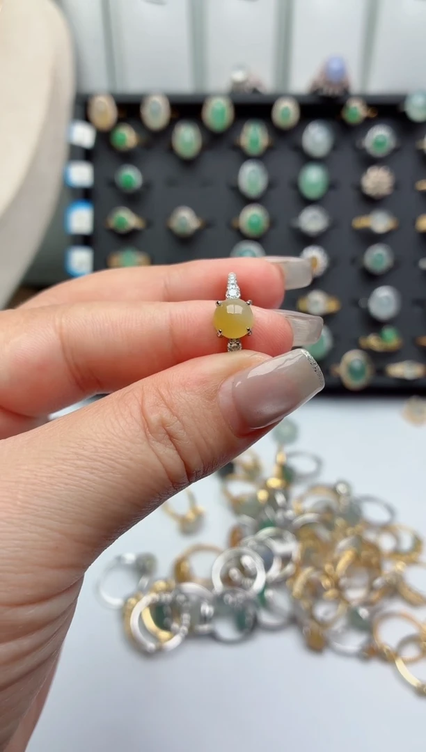 银S925镶嵌戒指翡翠.