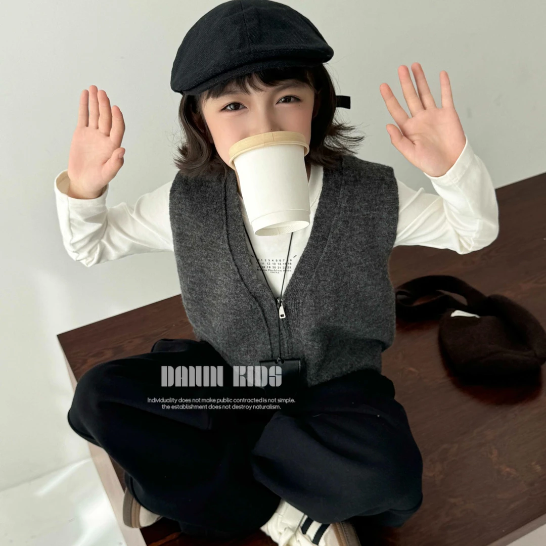 【嗒囜】潮流女童韩版针织开衫马甲儿童25春秋季百搭无袖毛衣坎肩