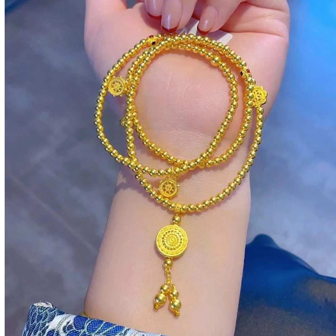 如心珠宝  宝相花手串 三圈手串 足金999 支持复检