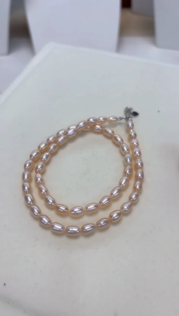 淡水珍珠银S925镶嵌颈饰彩米珠项链2