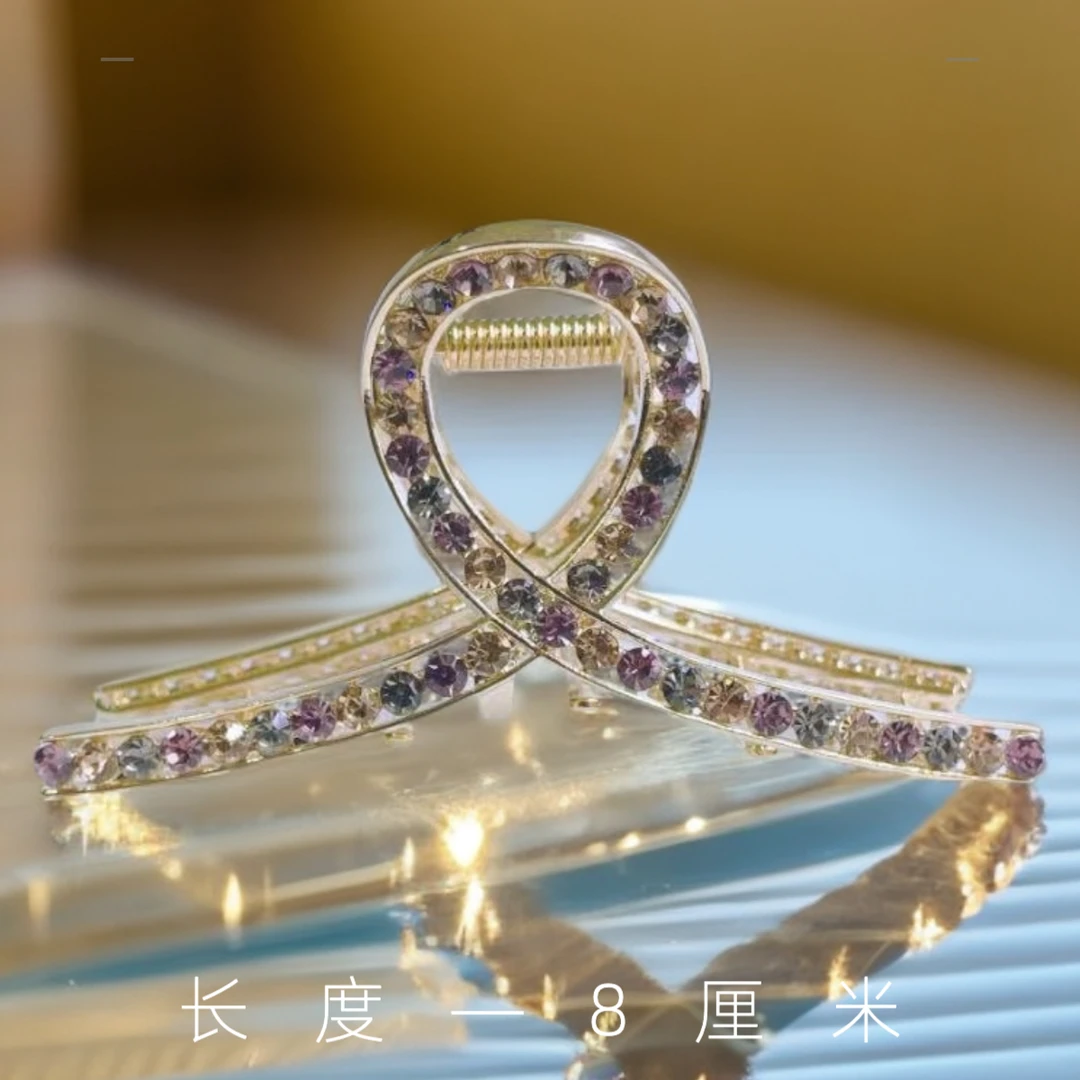 泛思时尚新款中抓夹轻奢高级感鲨鱼夹头饰发饰简约夹发满镶奥钻