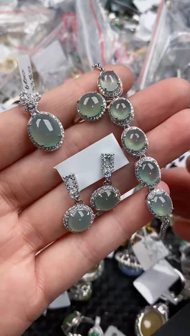 银S925镶嵌戒指翡翠222               9