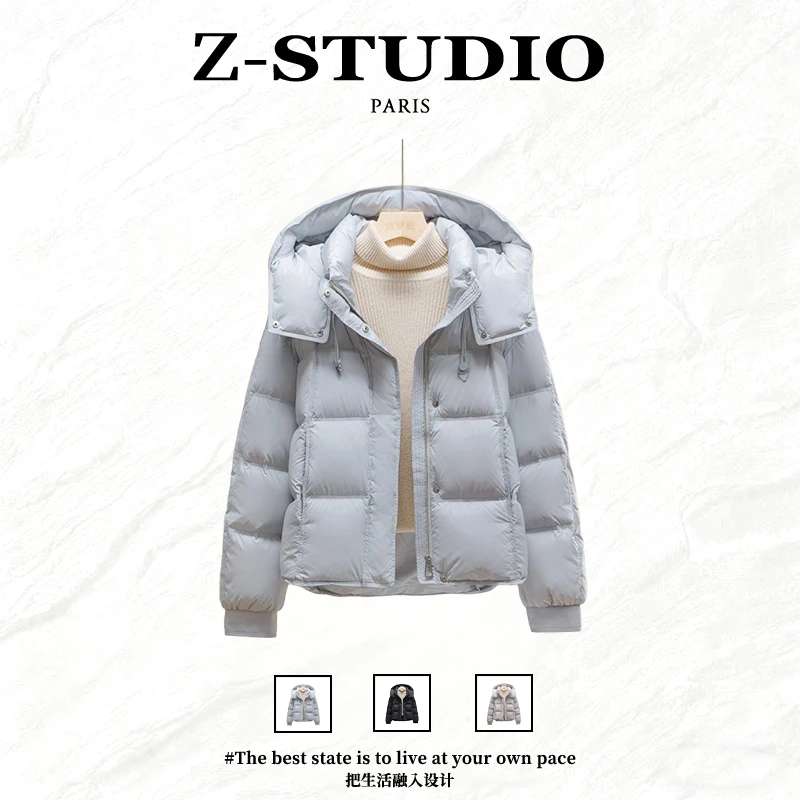 轻熟风连帽短款蓬松棉服女士2026年冬季新款简约版型甜靓清新外套