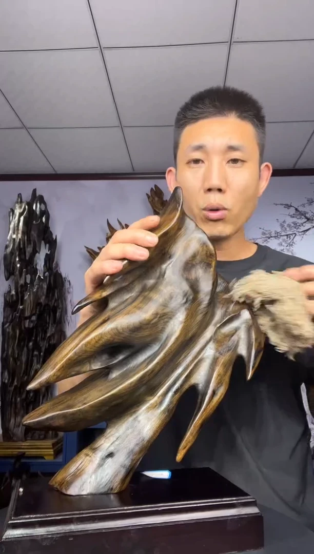 金丝楠木雕款花**落金丝楠木工艺品摆件