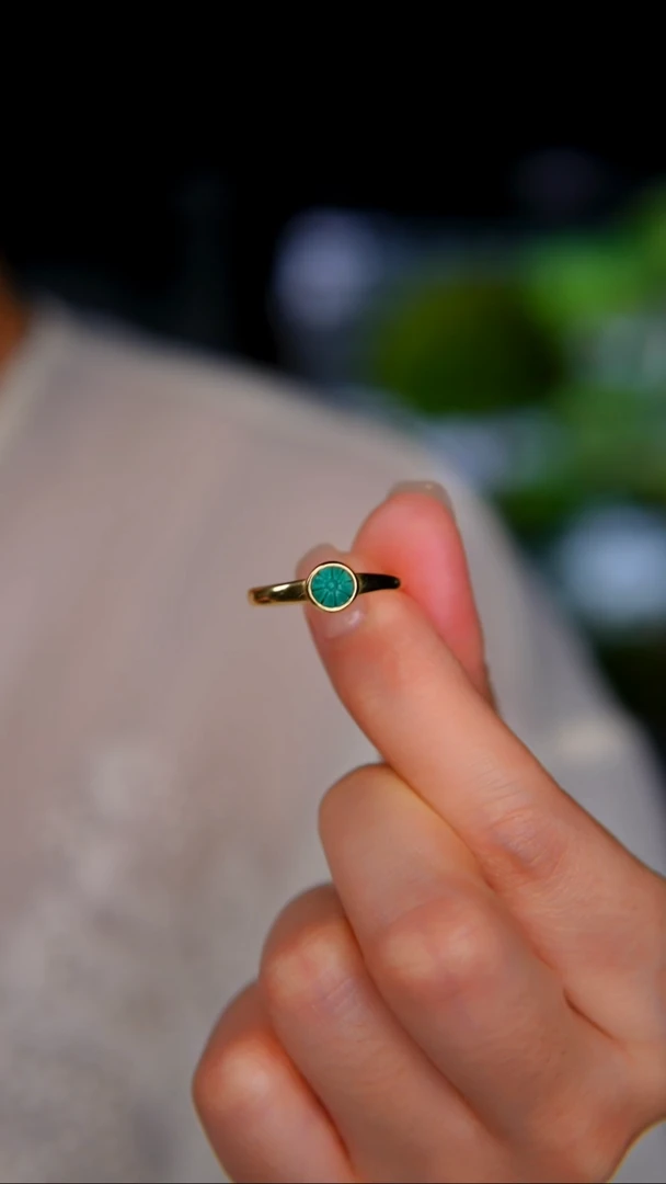 绿松石银S925镀金镶嵌戒指多样性发货